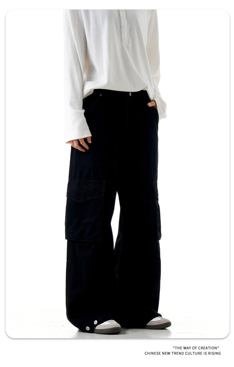 11KN Retro Loose Wide-leg Old Casual Trousers