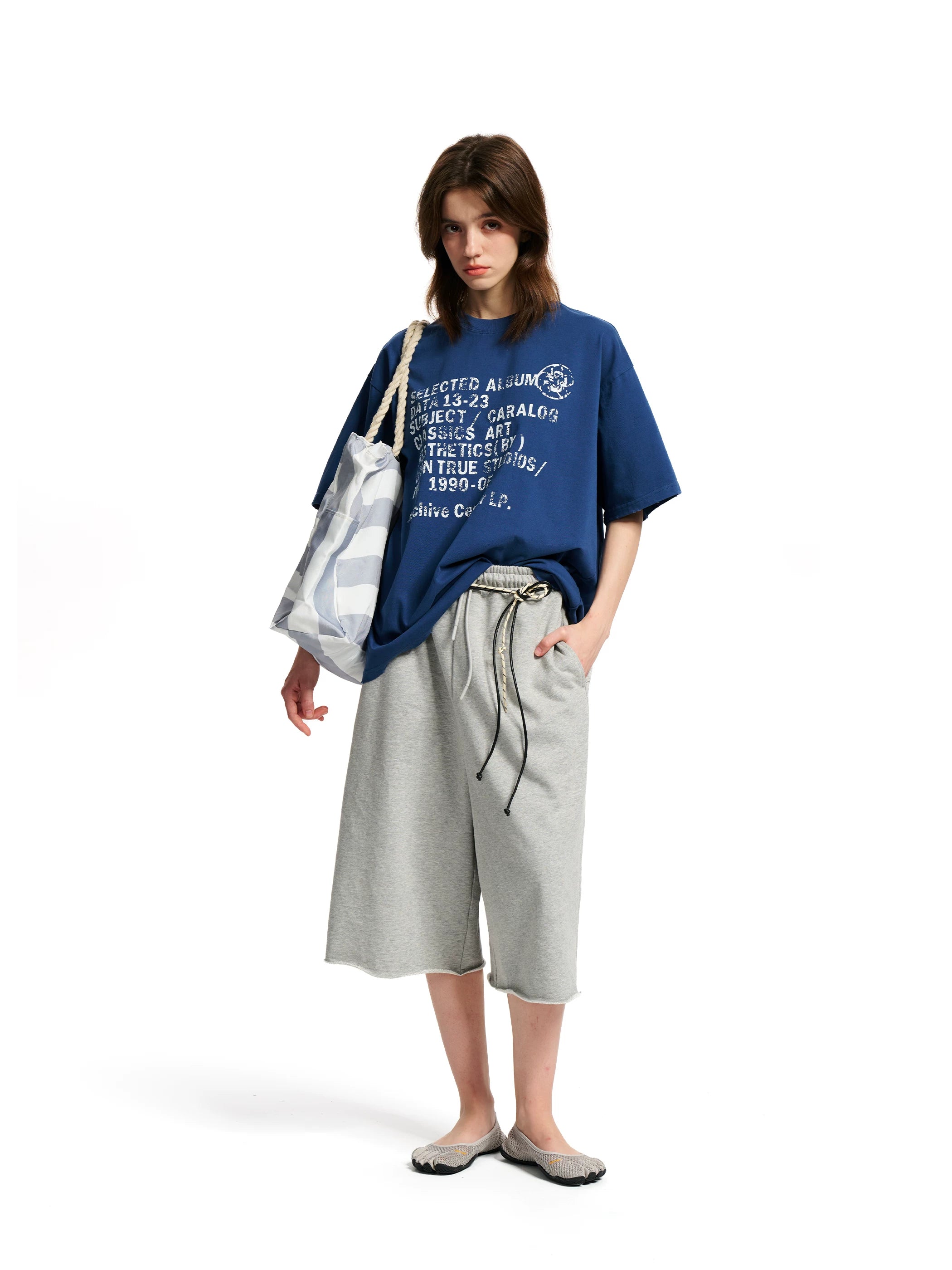 Loopsoon Chest Old Damaged Printed Casual Versatile Tee