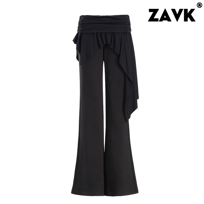ZAVK Fake Two-piece Slim-fitting and Thin Versatile Bell Pants