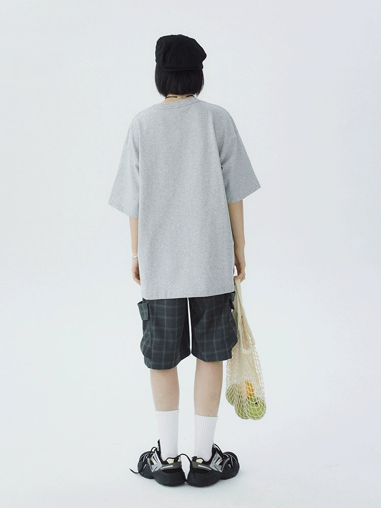 STILLYOU Simple Double Overalls Pocket Plaid Suit Shorts