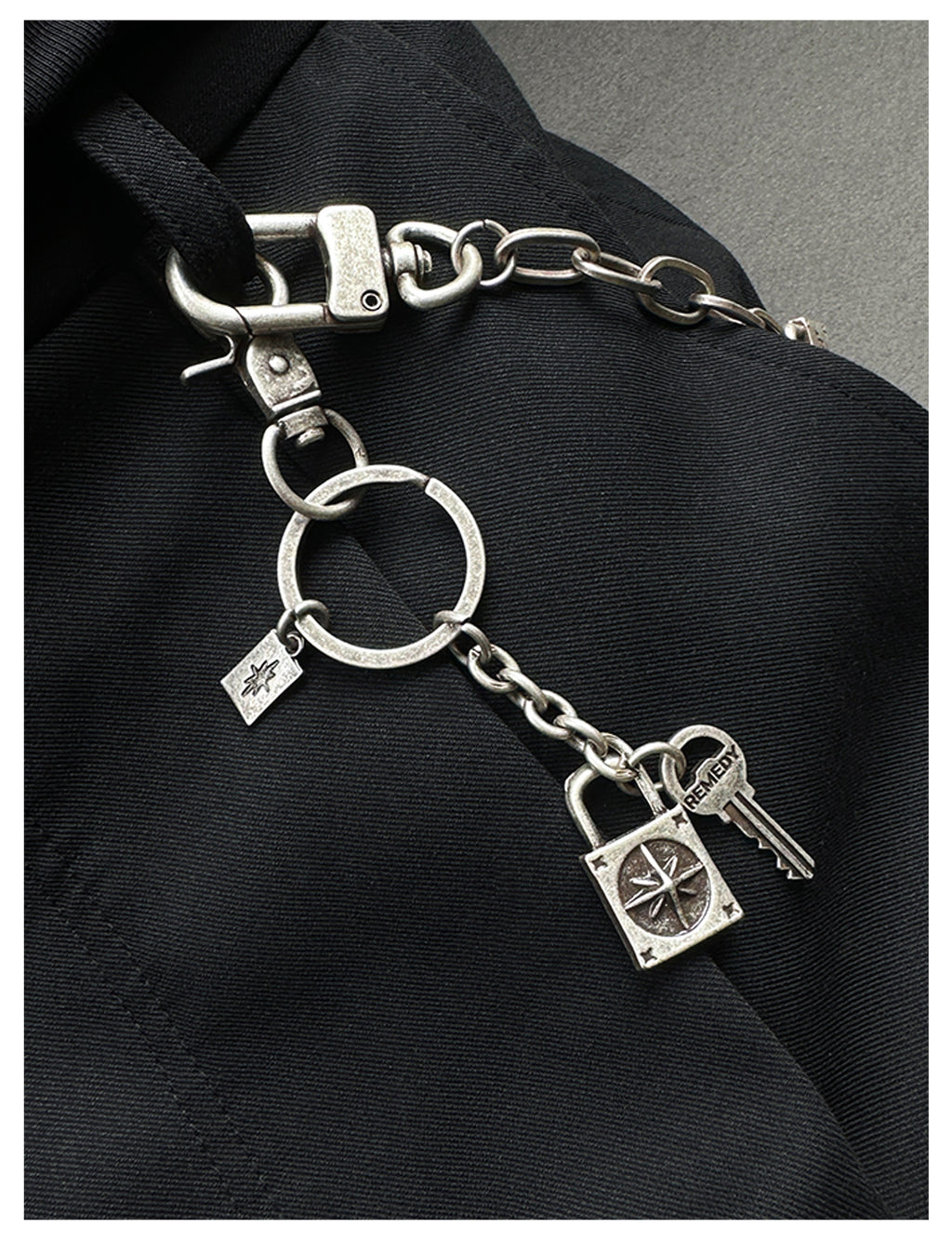 Remedy pendant lock key ring keychain