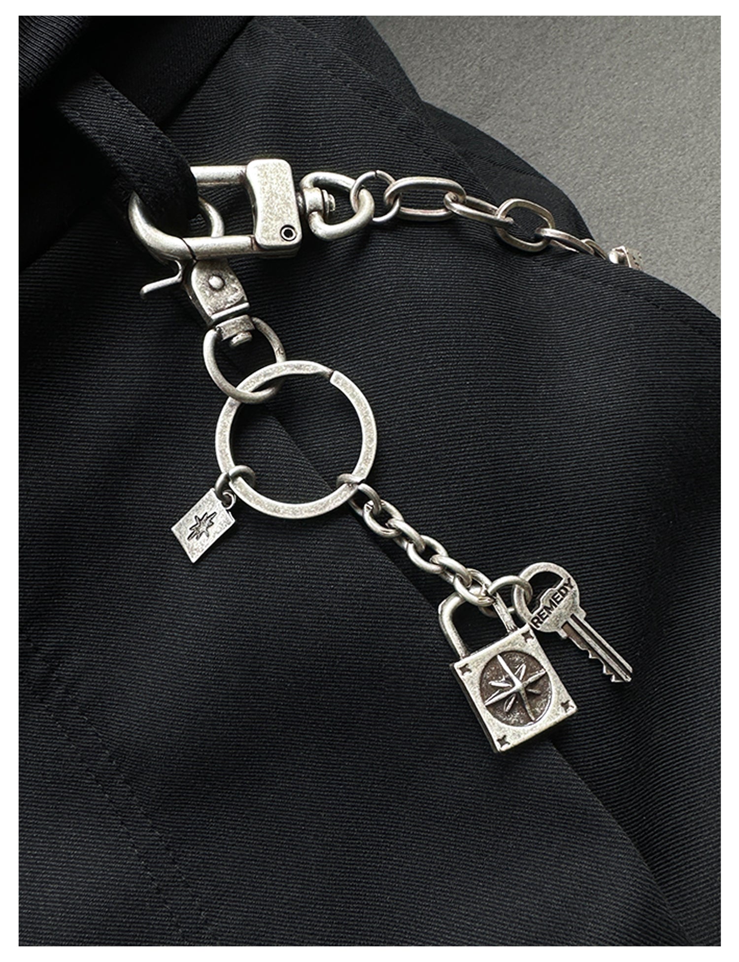 Remedy pendant lock key ring keychain