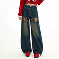 UNIFREE Fake Two-piece Stacked Straight Jeans