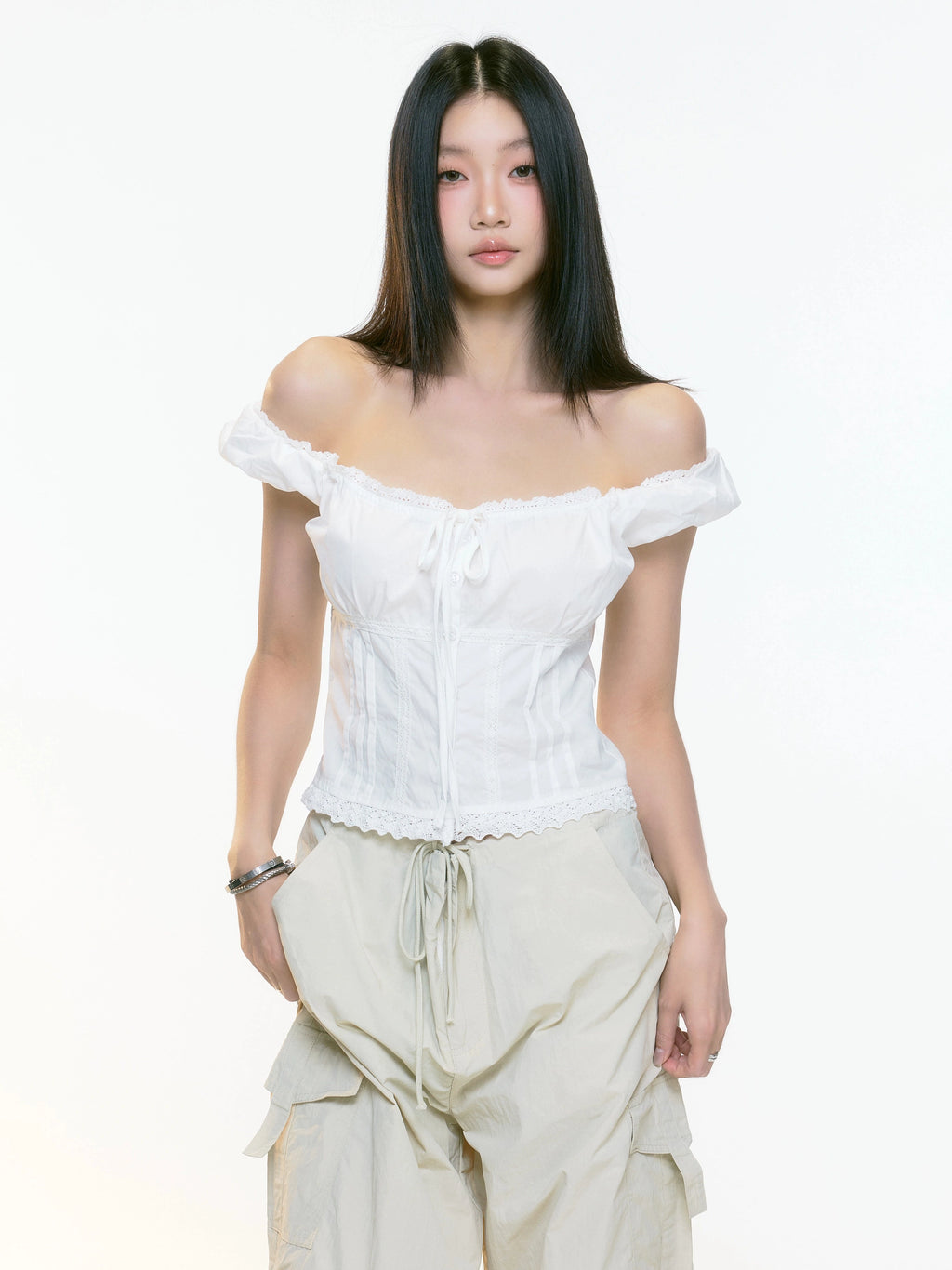 WITHMIN Sexy Shoulder Waist Pure Lust Tee
