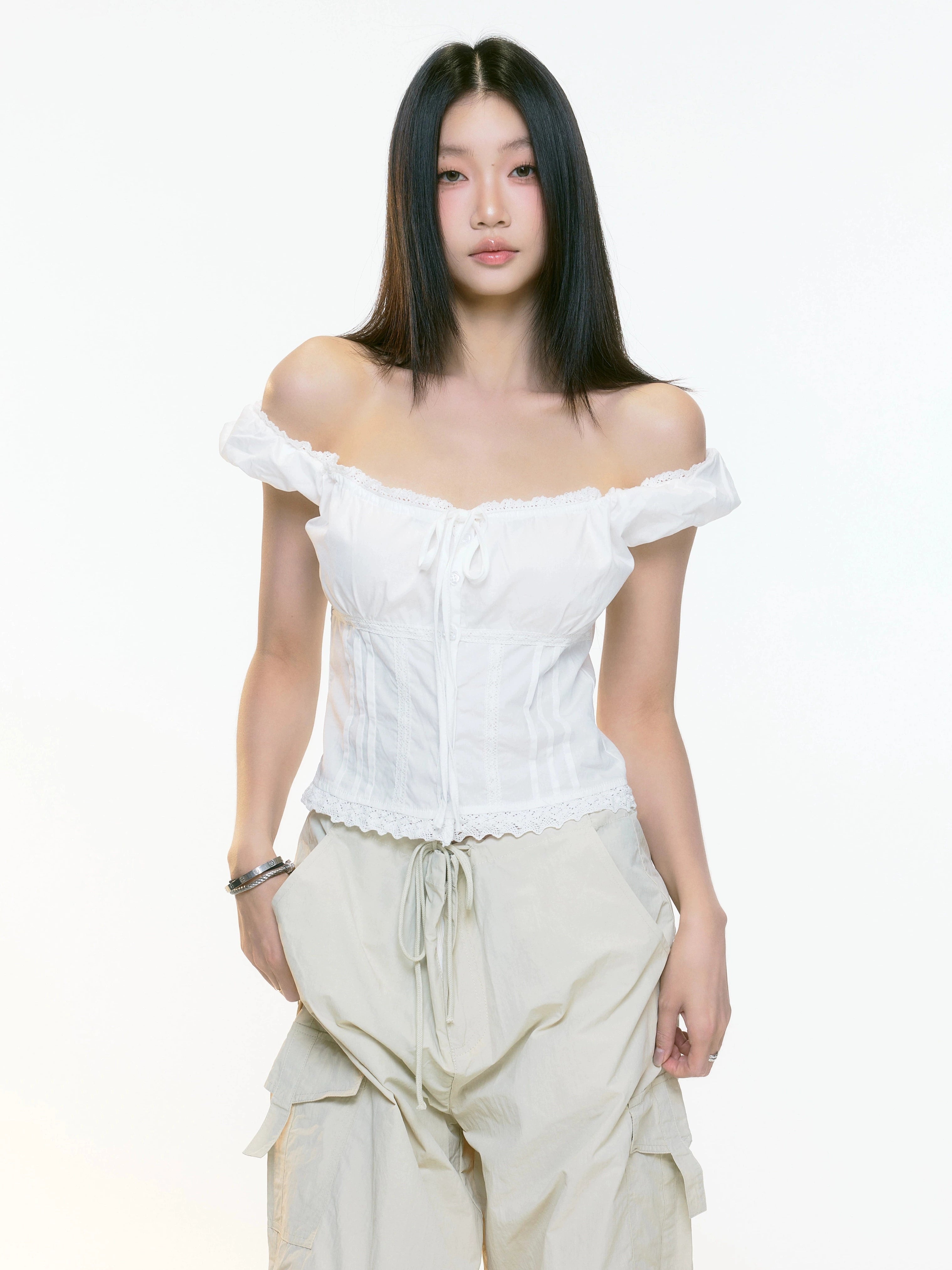 WITHMIN Sexy Shoulder Waist Pure Lust Tee