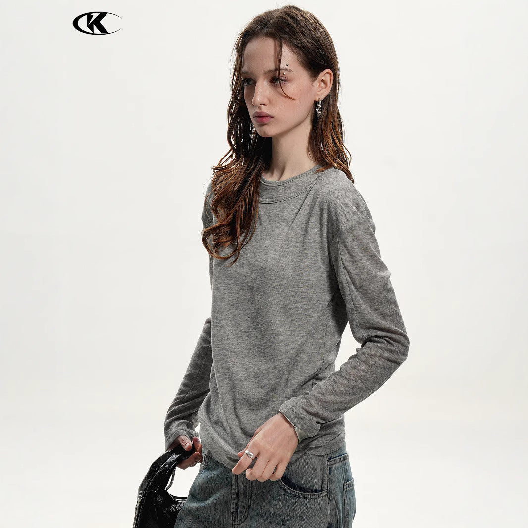11KN Breathable Simple Anti-wrinkle Skin-friendly Slim Long Sleeves