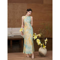 ZIHE Smudged Stretch Cheongsam Slim Sleeveless Dress