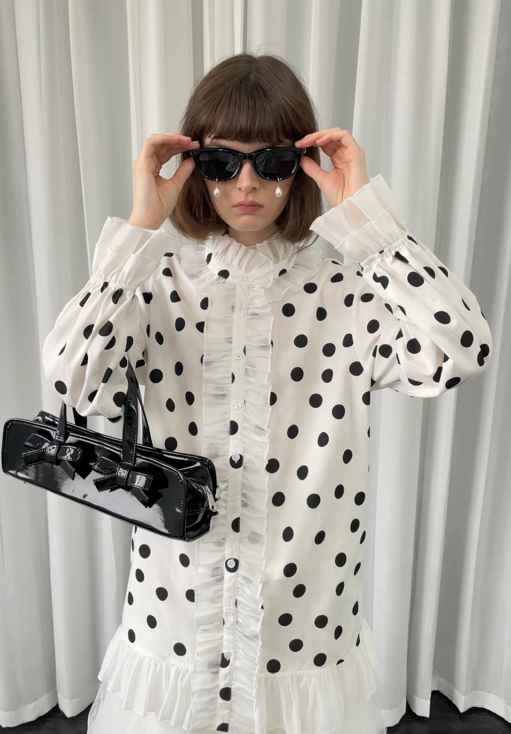 Loosesmell Versatile Polka Dot Lace Shirt