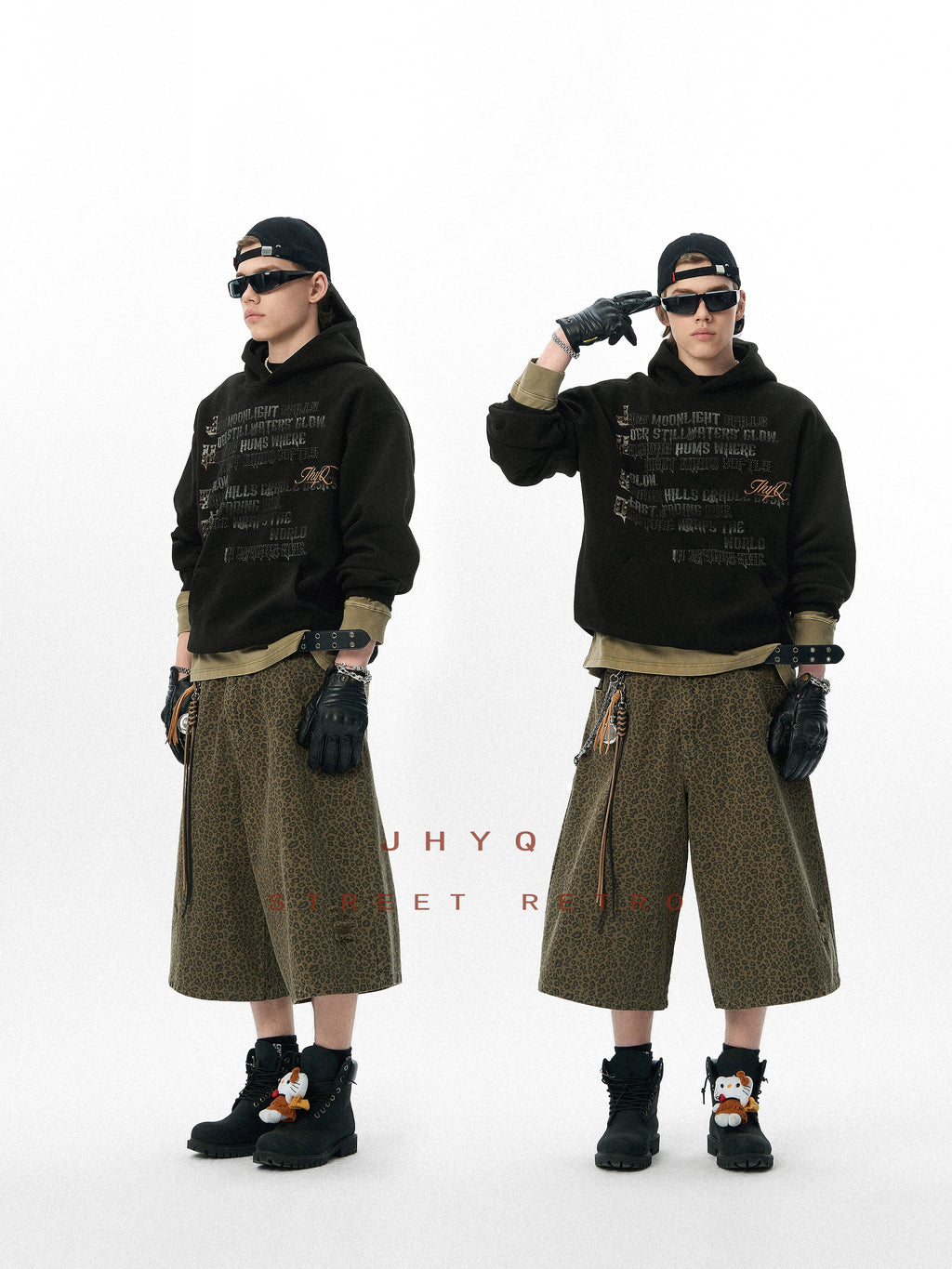 JHYQ Full English Print Loose Hoodie