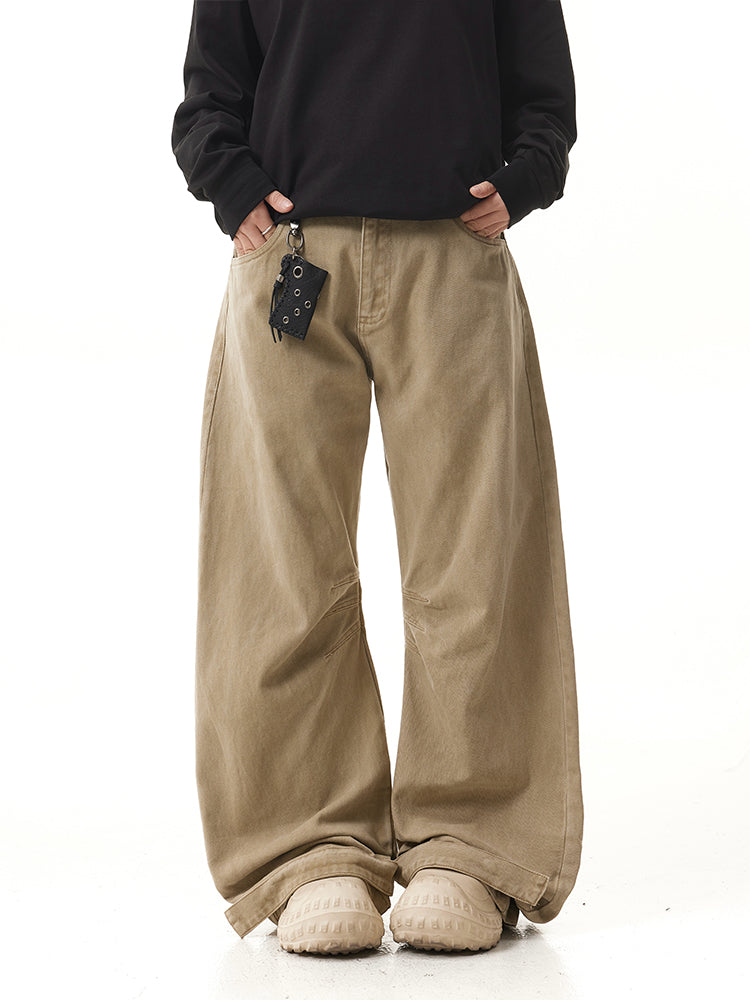 (Clearance) BTSG Retro Silhouette Khaki Loose Baggy Wide Leg Casual Banana Pants