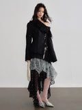 JNYLON Stitching Contrasting Color Irregular Half Skirt