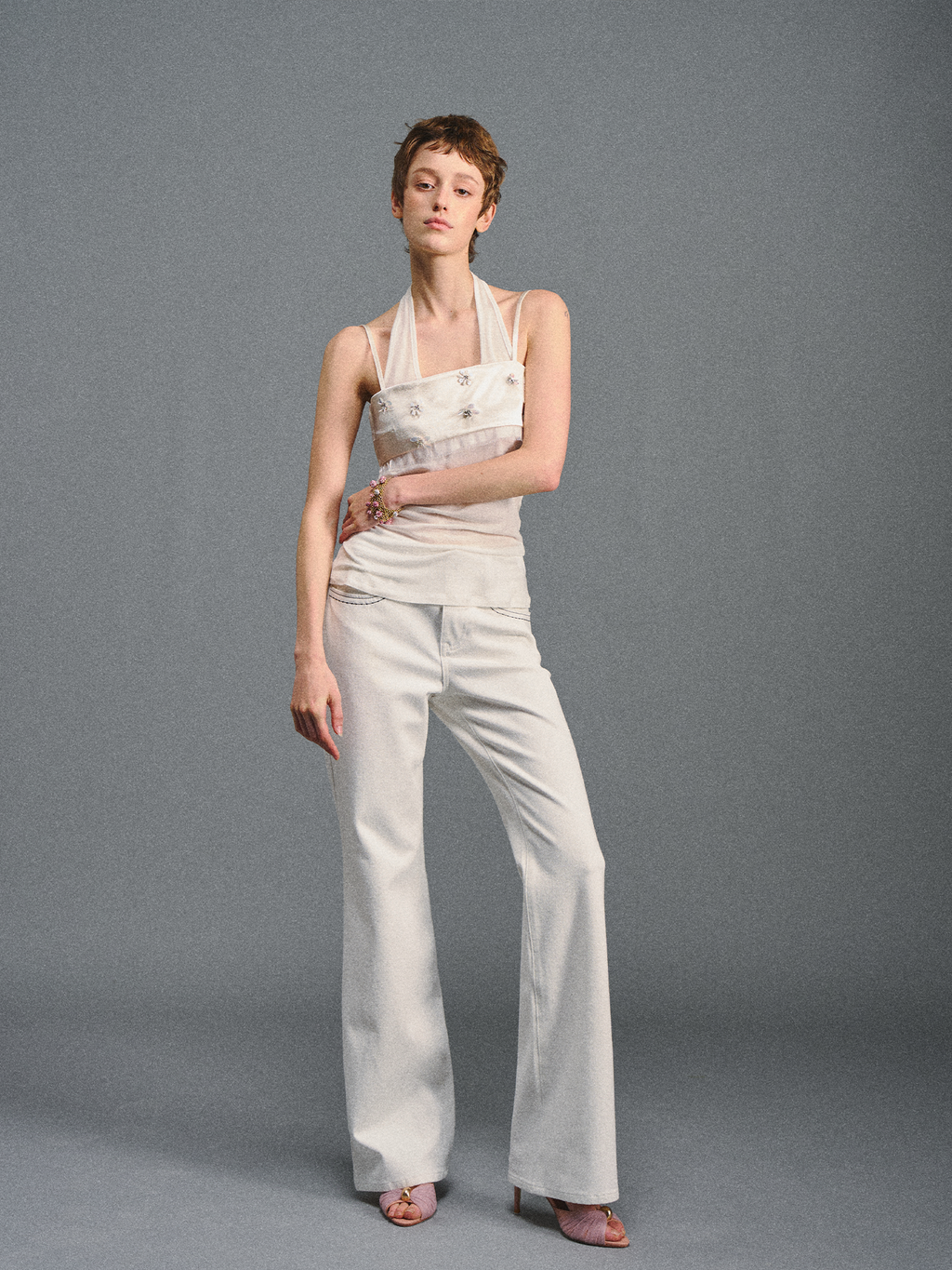 AGAM Contrast Waist Straight Pull Casual Pants