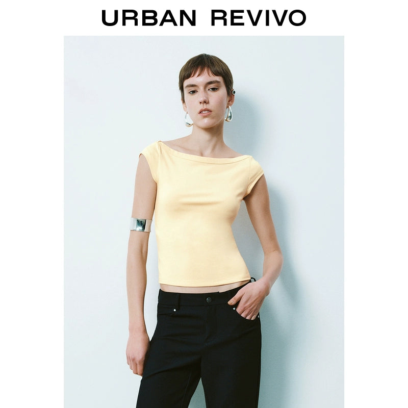 URBAN REVIVO Atmosphere Slim Neck Short Sleeve Tee