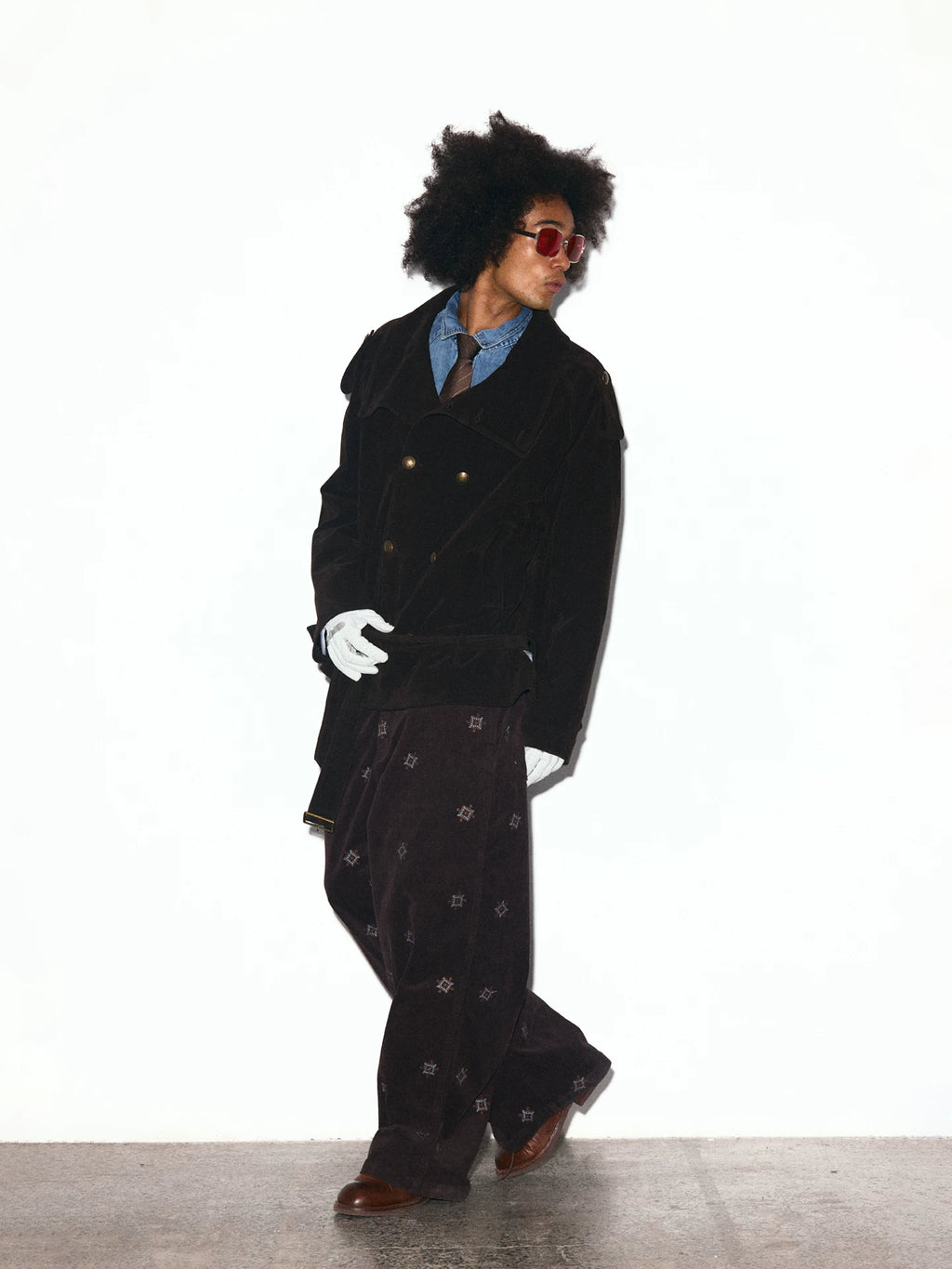 TREclub Padded Lapel Waist Double-breasted Trench Coat