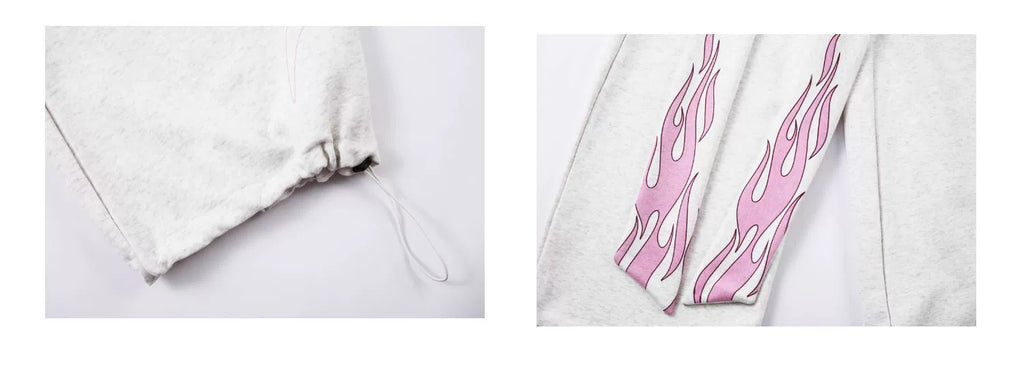 BLACKLISTS Flame Letter Print Strap Scimitar Sweatpants