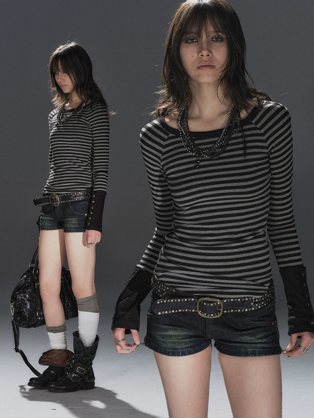 WearAndtear Striped Splicing Slim Sleeve