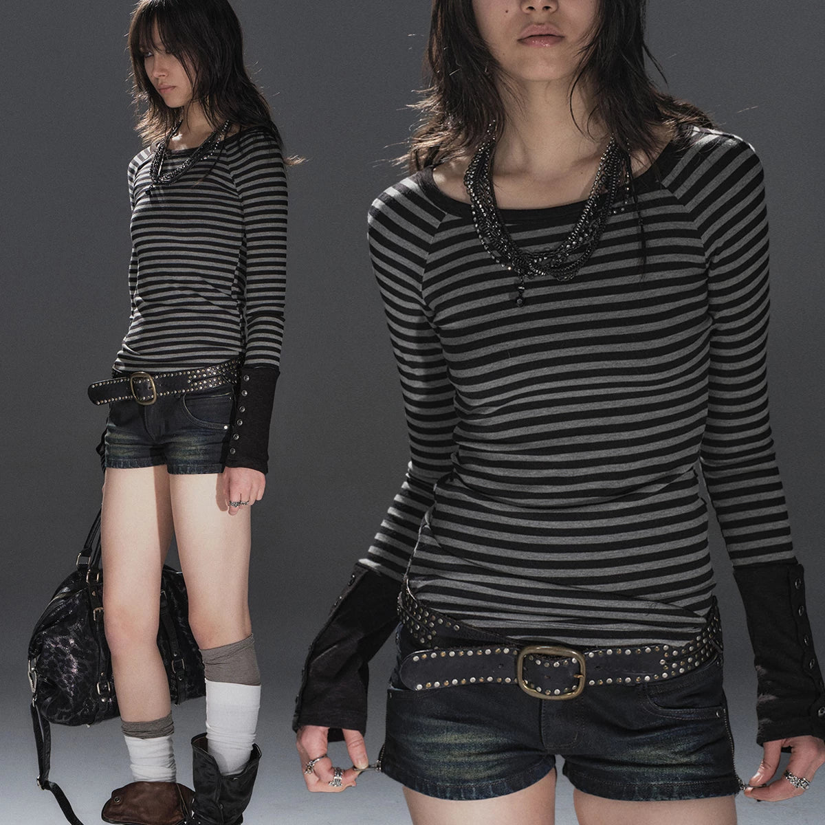 WearAndtear Striped Splicing Slim Sleeve