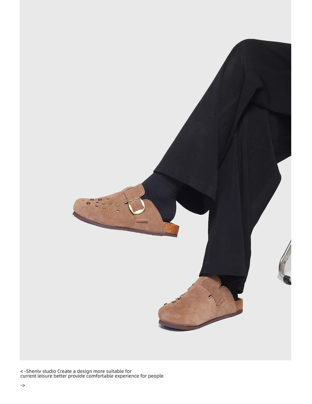 SHENLV STUDIO Metal Rivets One-pedal Outer Bag Head Slippers