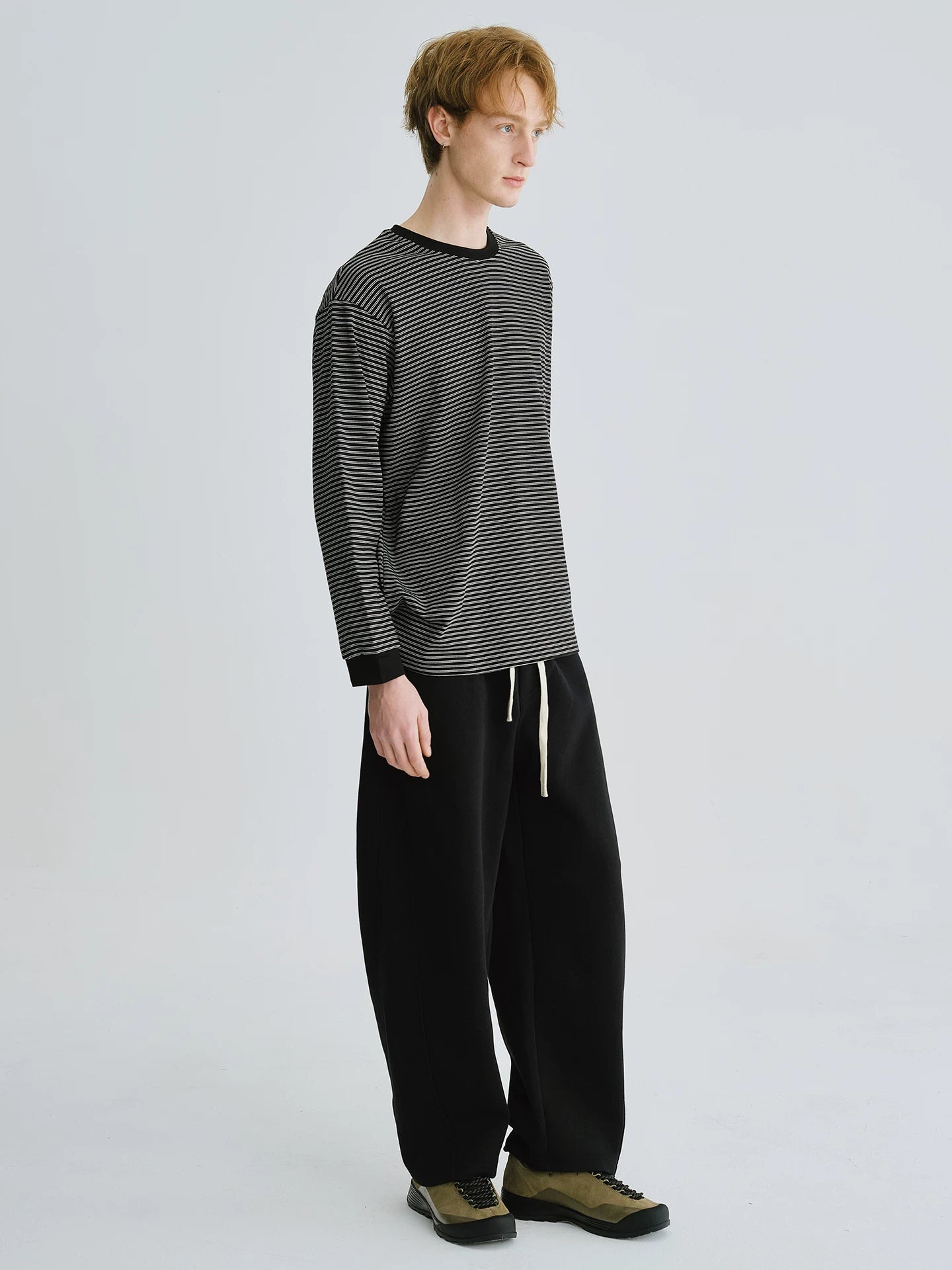 LIVINGTOWN Striped Loose Crew Neck Long Sleeve