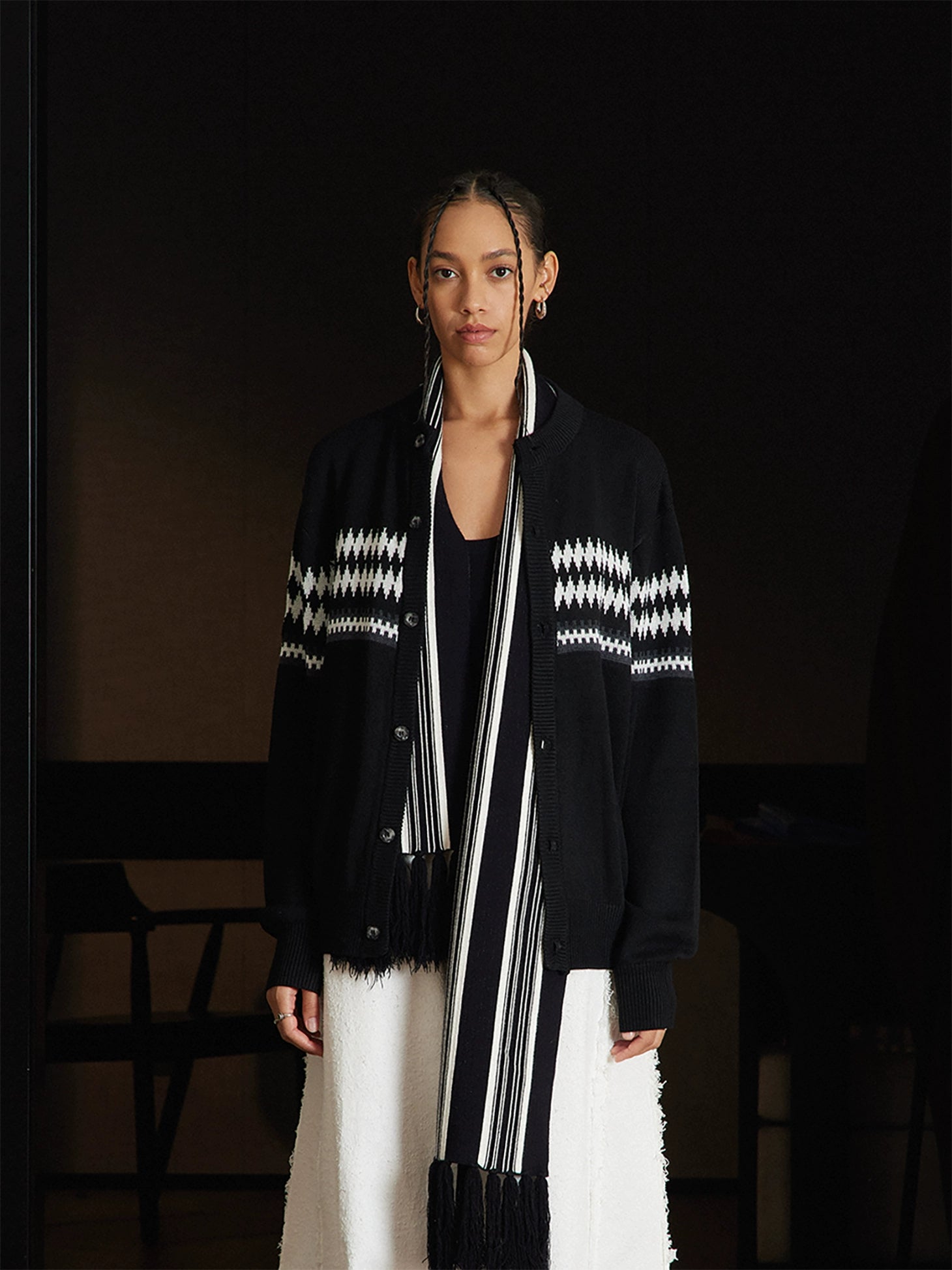 TZ Killer Jacquard Striped Versatile Loose Cardigan