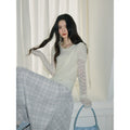 XUJING Crew Neck Hollow Knitting Tee