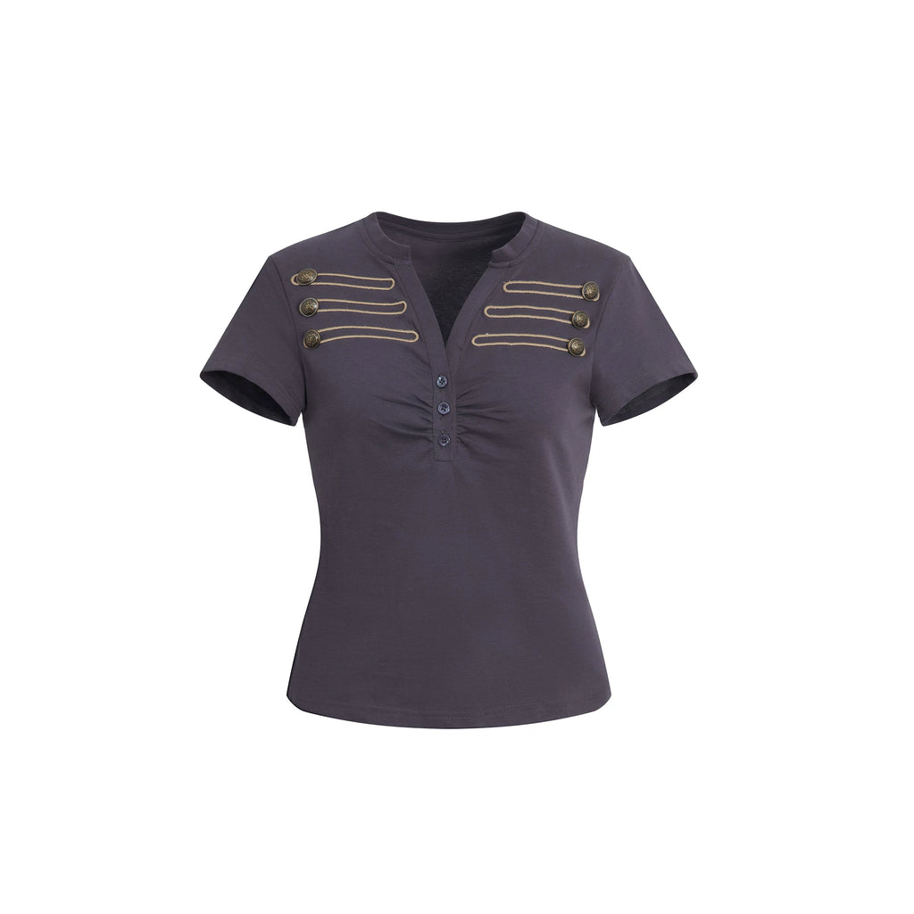 DoublePunch Vintage Embroidered Metal Buckle Slim Tee