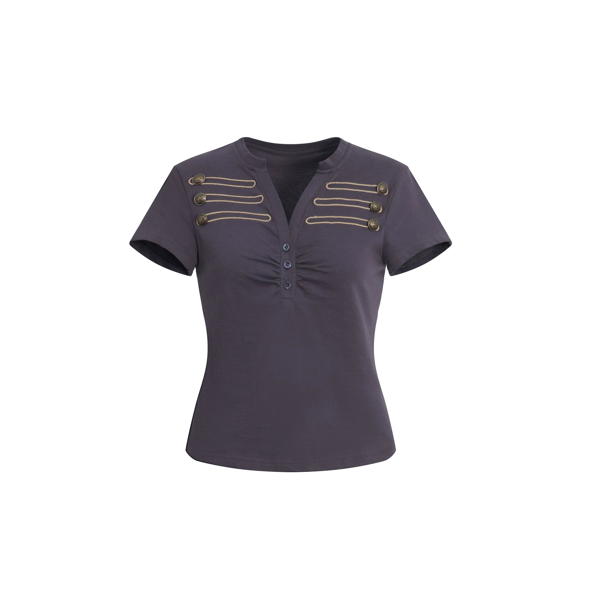 DoublePunch Vintage Embroidered Metal Buckle Slim Tee