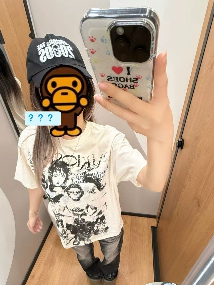 PAIKI Spiritual Portrait Retro Printed Tee