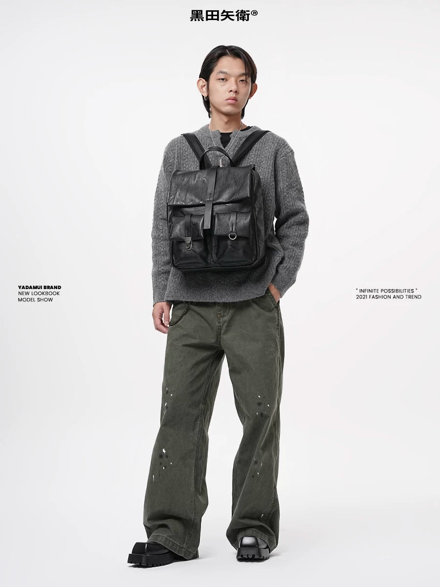 YADAMUI Retro Pleated Backpack