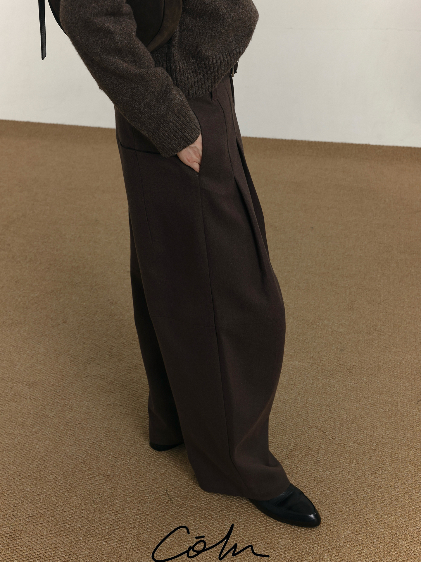 COLN Pleated Casual Woolen Trousers