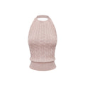 Jim Kennet Halter Twist Thin Knitted Short Neck Top