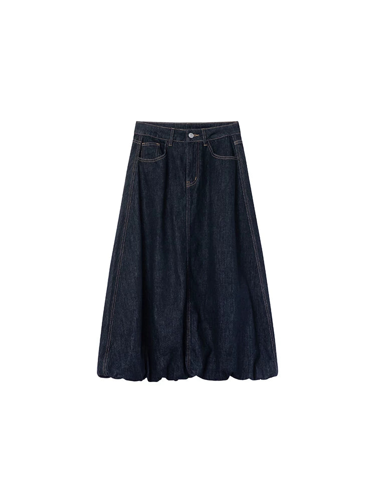 KANO High Waist Casual Denim Skirt