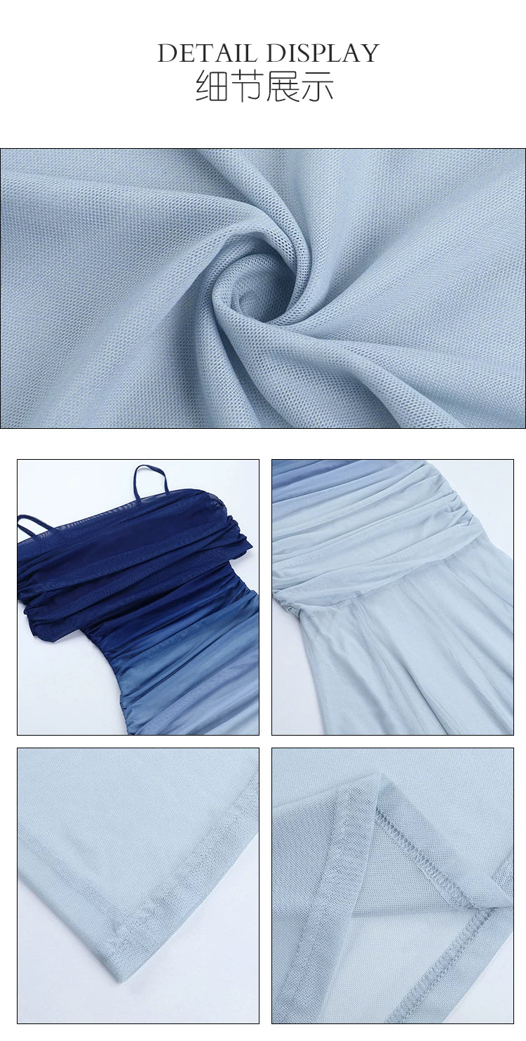 Instunning Gradual Change Mesh Word Shoulder Fishtail Skirt