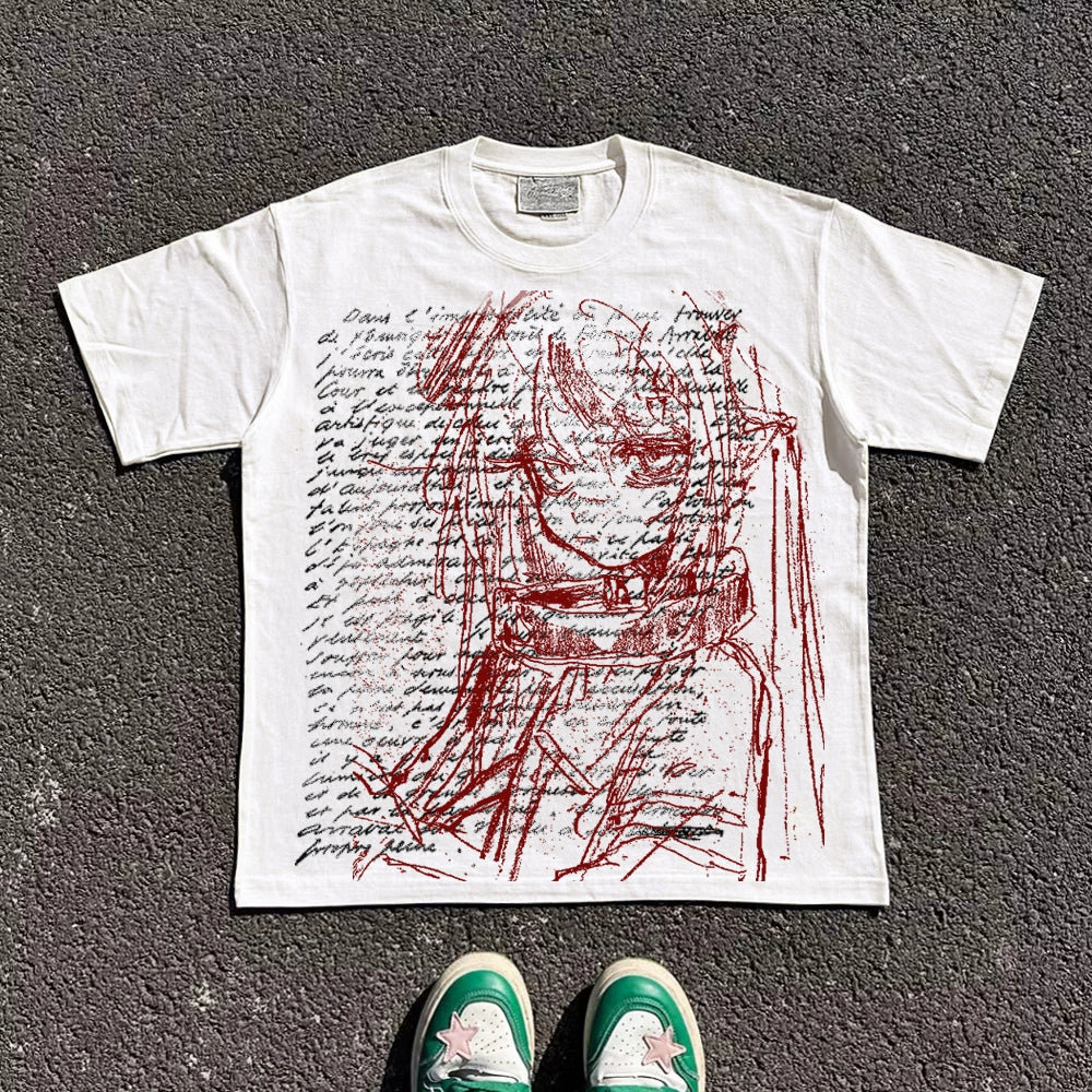 Wang Youbing Studio! Ink Anime 220g 100% Cotton Tee
