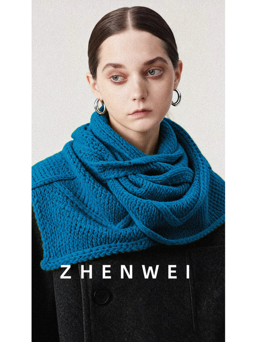 ZHENWEI Knitted Twist Cross Button Neck Protector Scarf Shawl