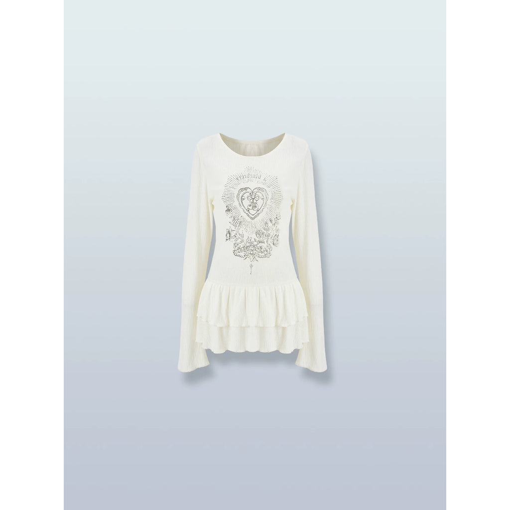 Ablueberry Lotus Leaf Edge Casual Versatile Long Sleeve