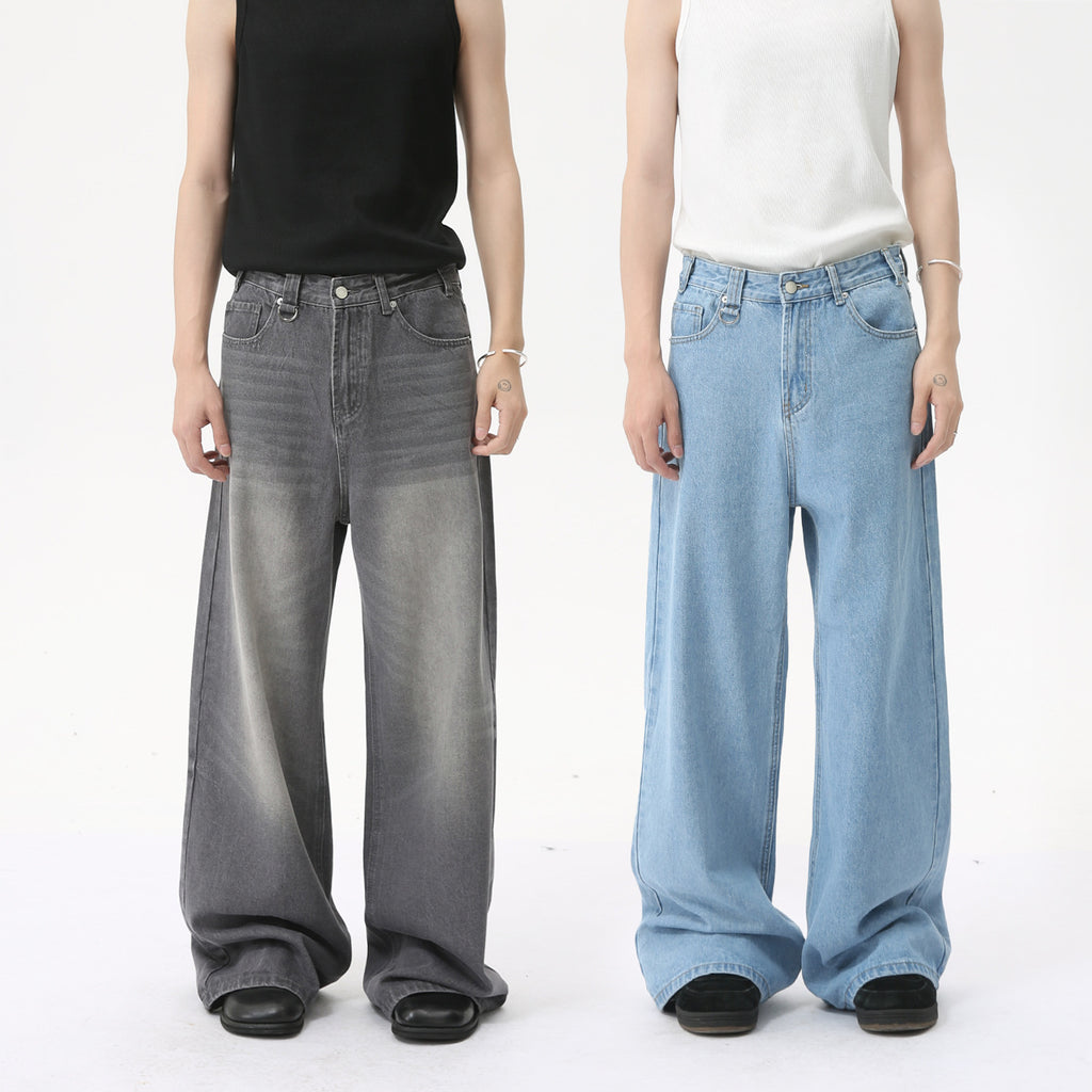 MTLCLOTHES Vintage High Street Wide Leg Straight Jeans