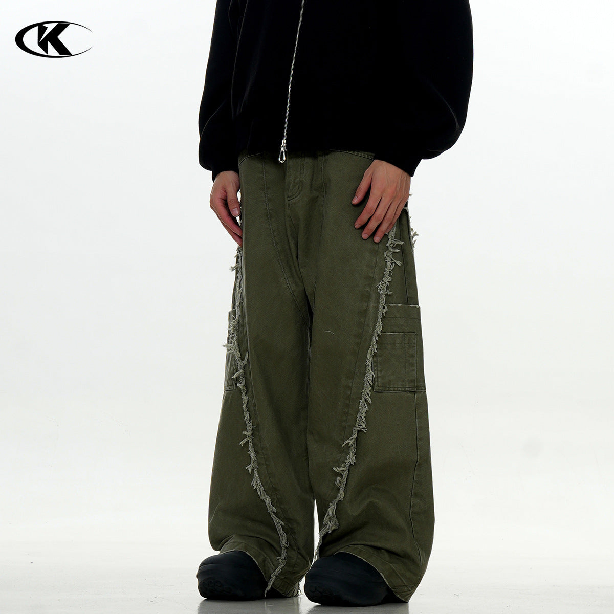 11KN  rough edge splicing multi-pocket tooling jeans