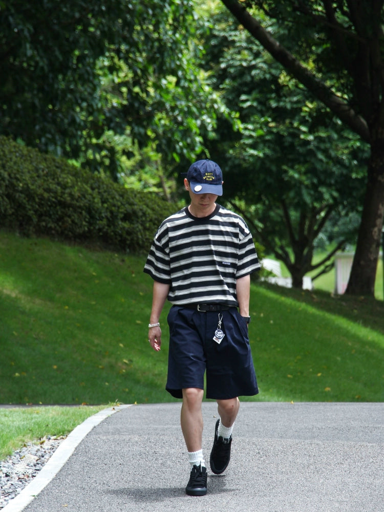 DESICCANT Striped Crew Neck Loose Tee