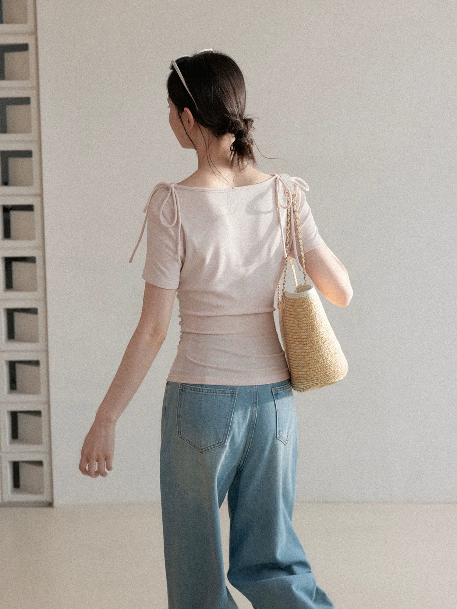 Cantonstory Front Shoulder Waist Slim and Thin Tee