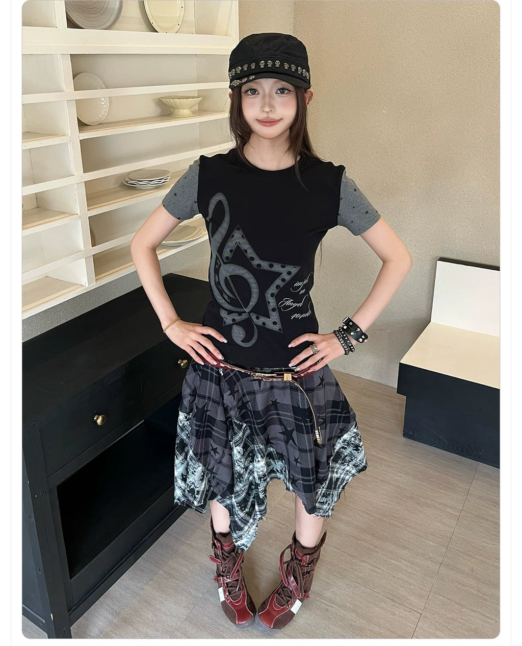 404MOB Versatile Sweet Music Note Print Thin Tee