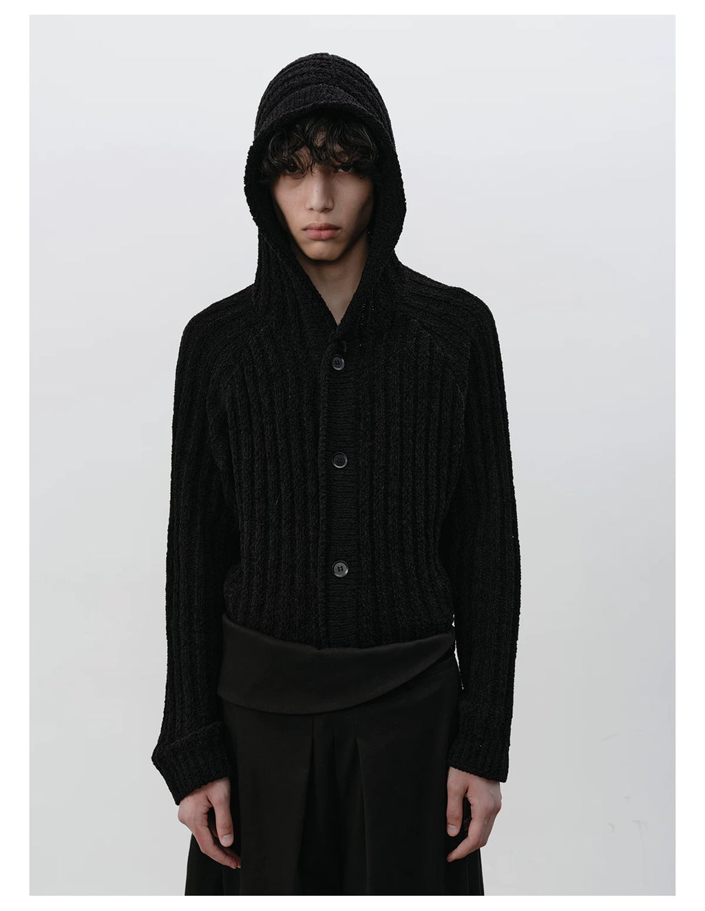 JCAESAR STUDIO Thick Pit Strip Knitted Hooded Sweater