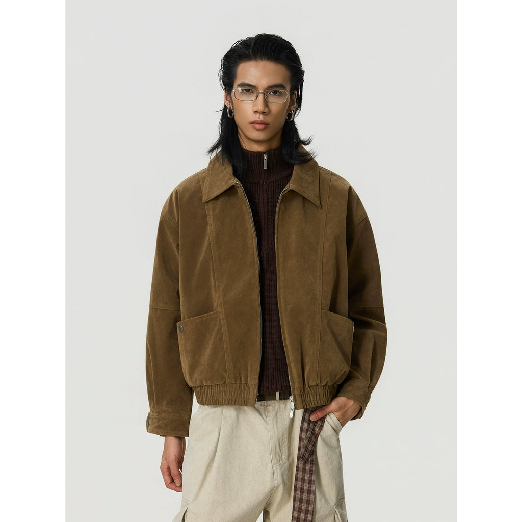 BTSG Vintage Front Shoulder Lapel Suede Big Pocket Jacket