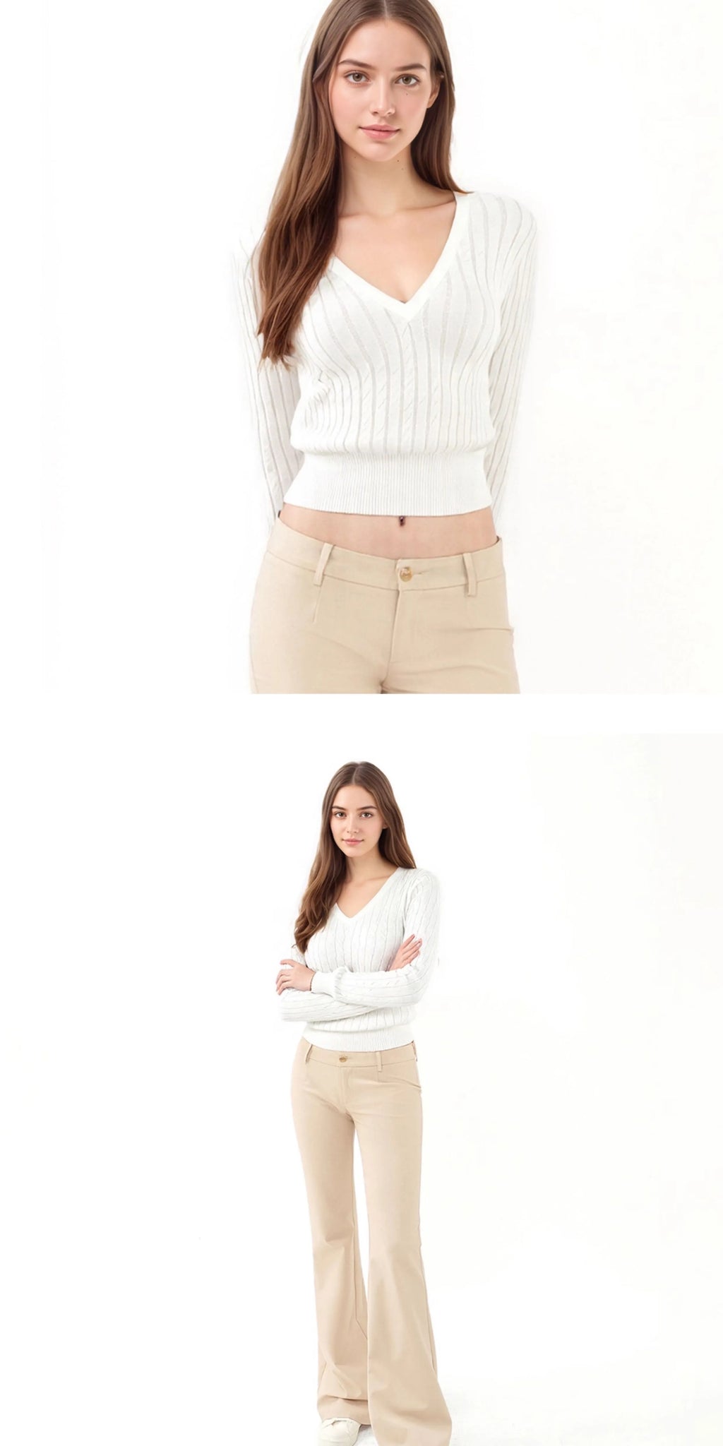 SHE SEEK Vintage V-Neck Knitted Twist Sweater