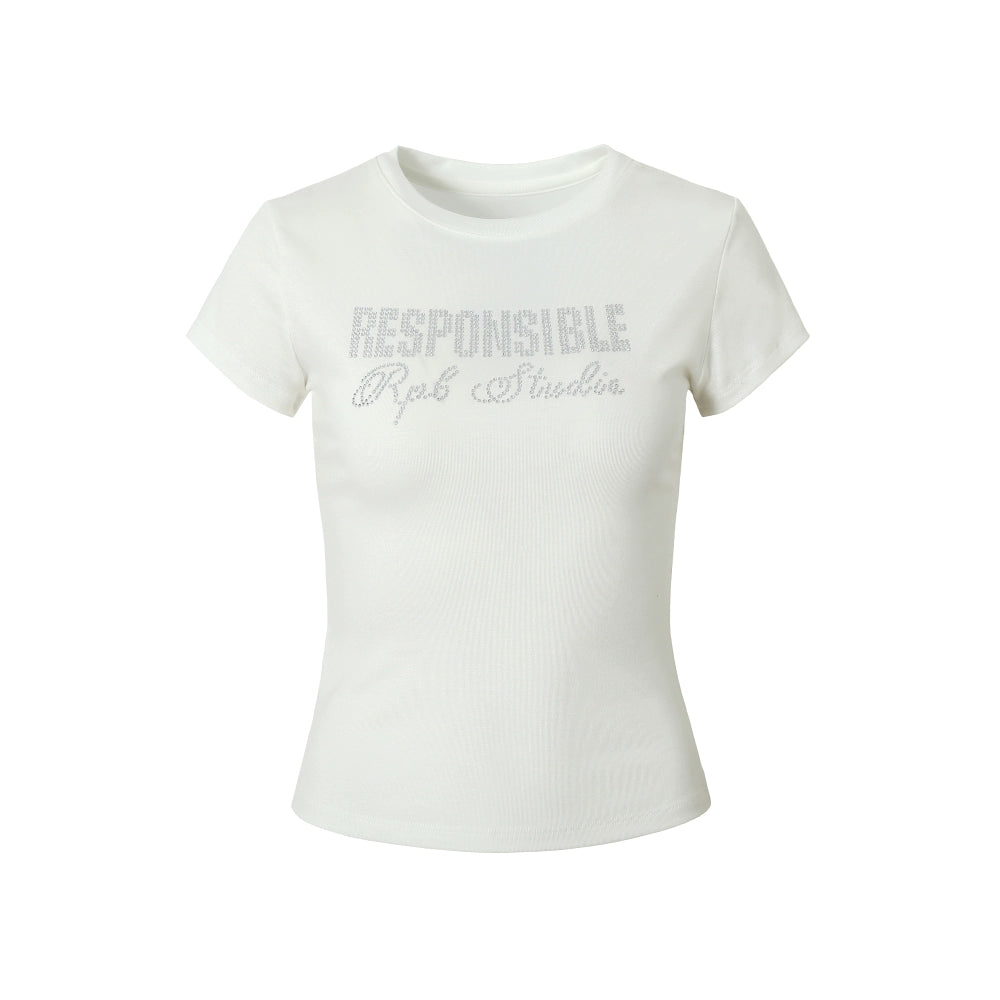 RPB BRAND Hot Diamond Crew Neck Slim Spice Girl Short Tee