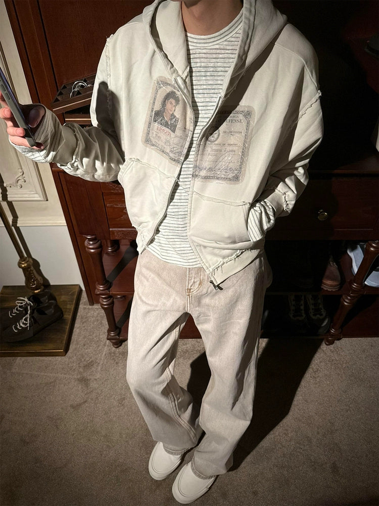 Erole Rough Edge Old Zip Hoodie Sweater