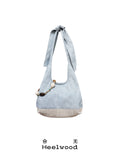 Heelwood Woven Spliced Denim Leather Shoulder Messenger Bag