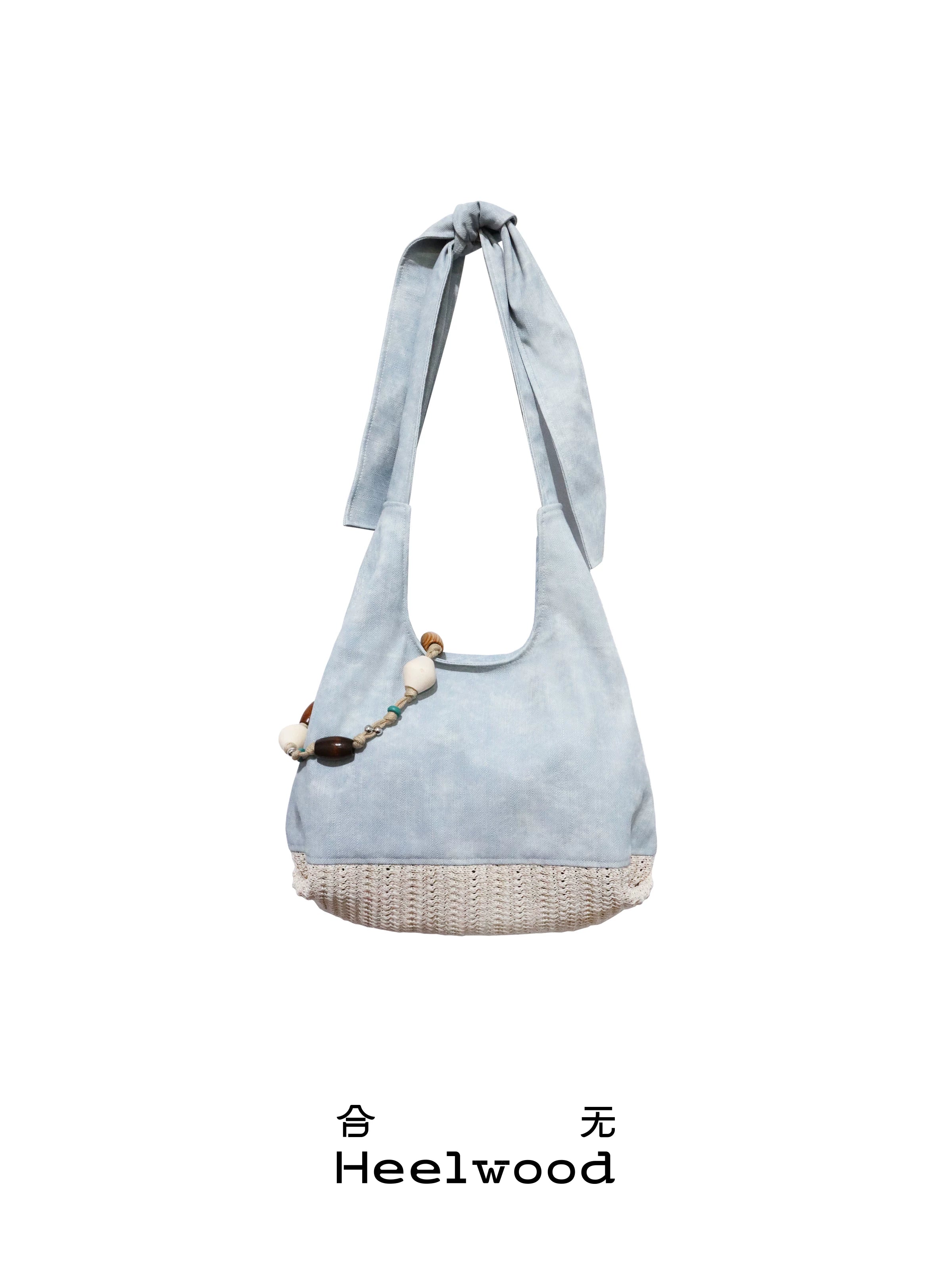 Heelwood Woven Spliced Denim Leather Shoulder Messenger Bag