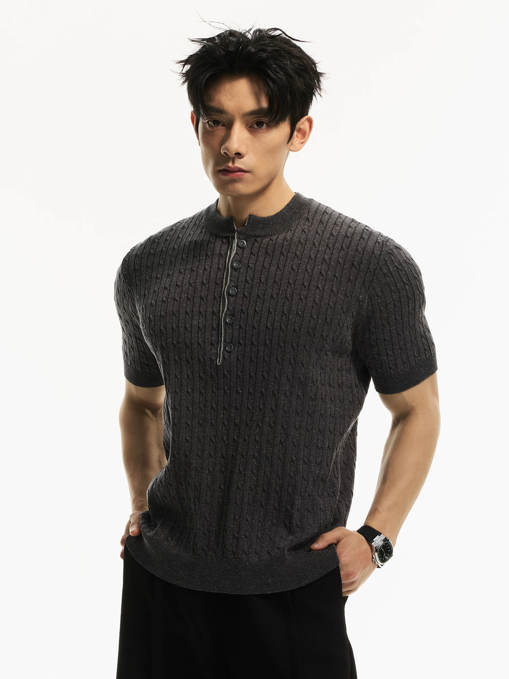DAY NY Front Shoulder Casual Knit Tee