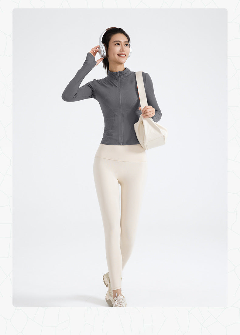 TIANQINGSE Striped Quick-drying Slim-fitting Skinny Naked Sports Long Sleeve